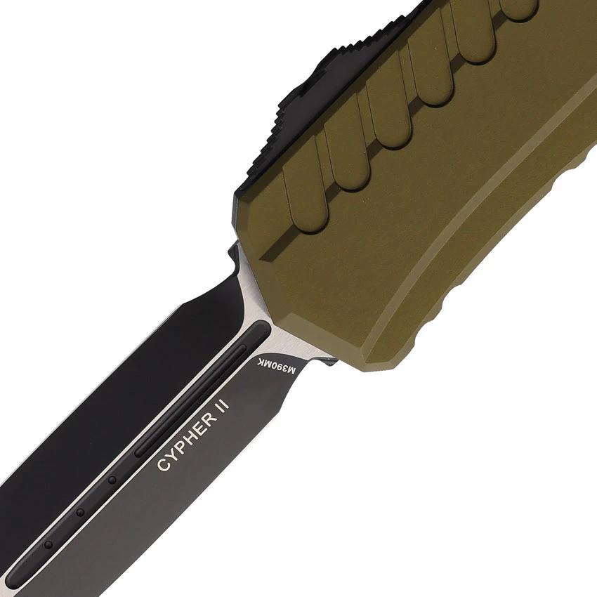 Microtech Cypher II Auto D E OTF Knife EDC Ready Bohler M390MK Blade 3.5in OD Green Aluminum Handle Glass Breaker by Microtech
