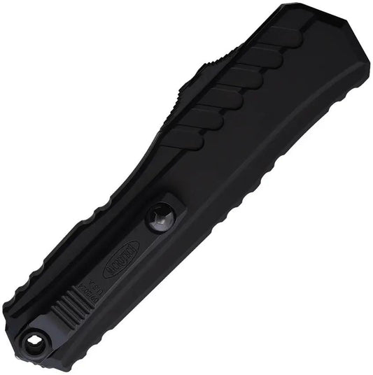 Microtech Auto Cypher II D E OTF Knife Automatic Opening Three Point Five Inch M390 Dagger Blade Black Al Handle EDC by Microtech