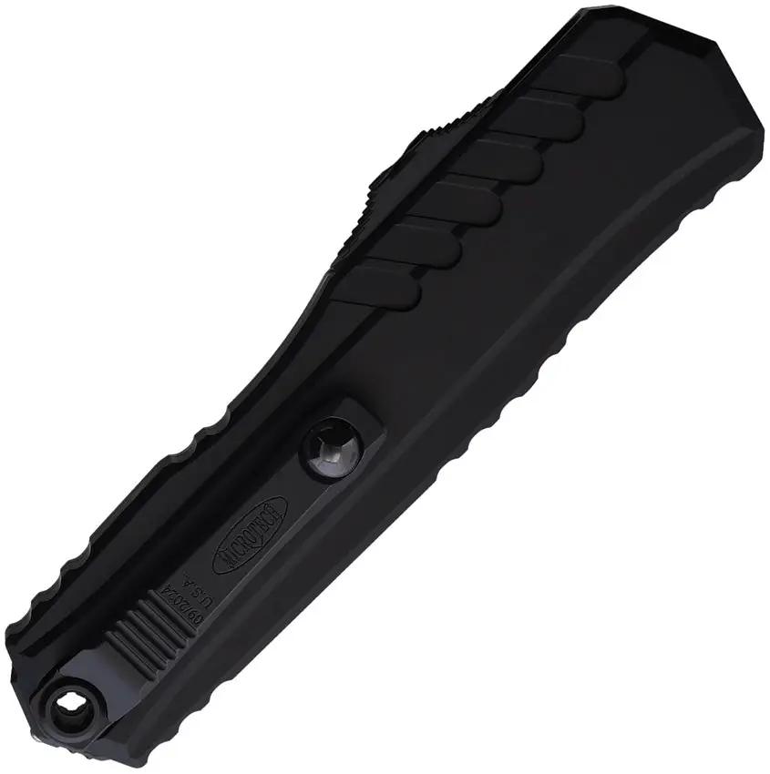 Microtech Auto Cypher II D E OTF Knife Automatic Opening Three Point Five Inch M390 Dagger Blade Black Al Handle EDC by Microtech