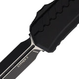 Microtech Auto Cypher II D E OTF Knife Automatic Opening Three Point Five Inch M390 Dagger Blade Black Al Handle EDC by Microtech