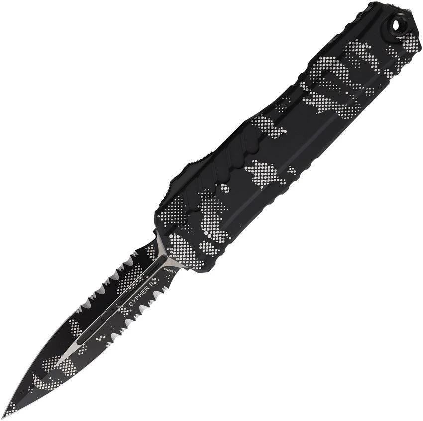 Microtech Auto Cypher II D E OTF Knife Pixel Camouflage Blade Aluminum Handle For Tactical EDC Enthusiasts