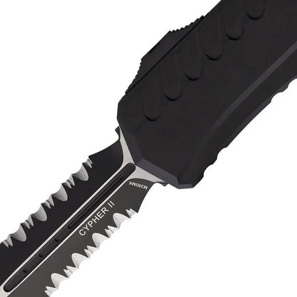 Microtech Auto Cypher II D E OTF Knife Tactical Auto Opening 5 Inch Closed 3.5 Inch Blade Glass Breaker For Pros by Microtech