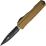 Microtech Auto Cypher II OTF Knife 5 Inch Closed 3.5 Inch Premium M390 DE Dagger Blade Tan Aluminum For EDC Fans by Microtech