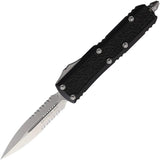 Microtech Auto Daytona Double Edge OTF Knife For EDC Enthusiasts With Stonewashed Blade And Black Aluminum Handle