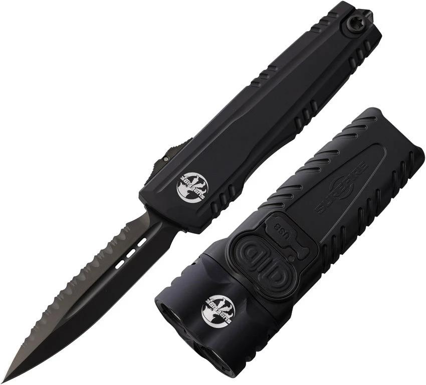 Microtech Auto Luminary DE Stiletto Pro Knife With SureFire Stiletto Pro II Flashlight Set For Tactical Enthusiasts by Microtech