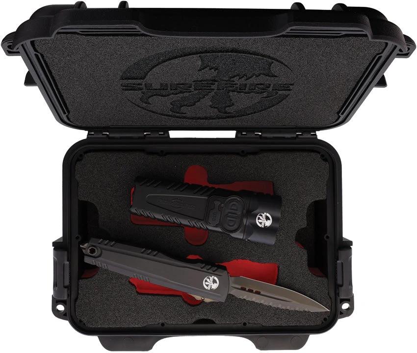 Microtech Auto Luminary DE Stiletto Pro Knife With SureFire Stiletto Pro II Flashlight Set For Tactical Enthusiasts by Microtech