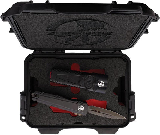 Microtech Auto Luminary DE Stiletto Pro Knife With SureFire Stiletto Pro II Flashlight Set For Tactical Enthusiasts by Microtech