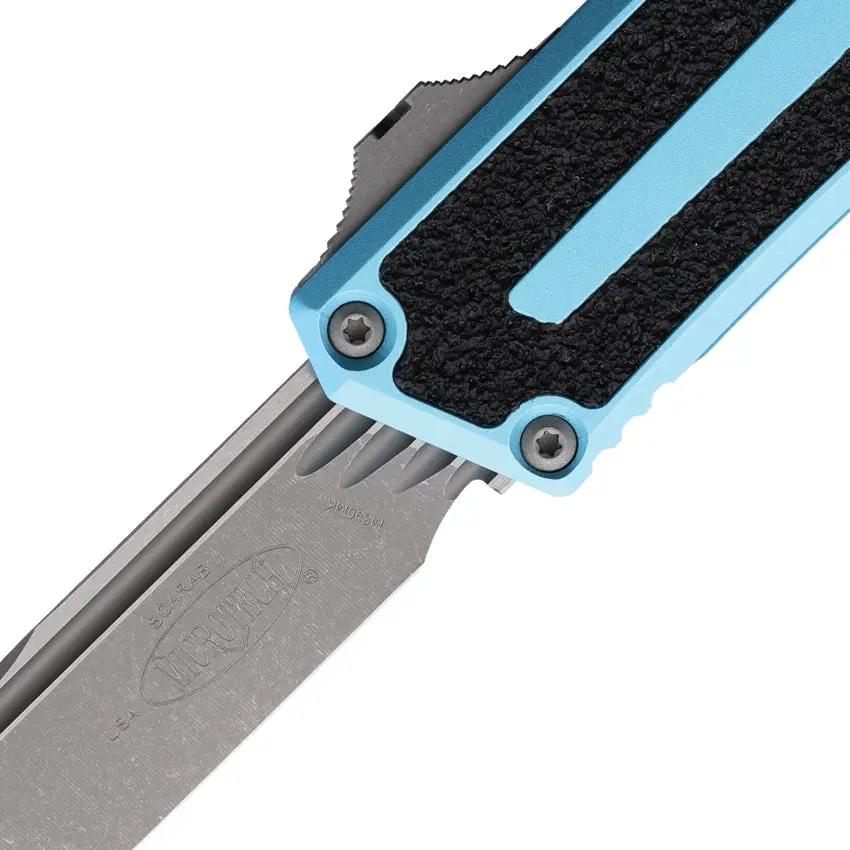 Microtech Auto Scarab II OTF Knife Gen III Apocalyptic M390 Blade Glass Breaker Turquoise Handle For Tactical EDC by Microtech