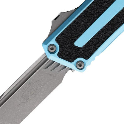 Microtech Auto Scarab II OTF Knife Gen III Apocalyptic M390 Blade Glass Breaker Turquoise Handle For Tactical EDC by Microtech