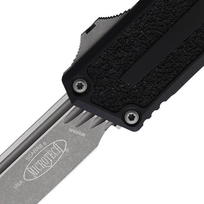 Microtech Auto Scarab II OTF Gen III Tactical Knife With Apocalyptic M390MK Blade Glass Breaker For EDC Enthusiasts by Microtech