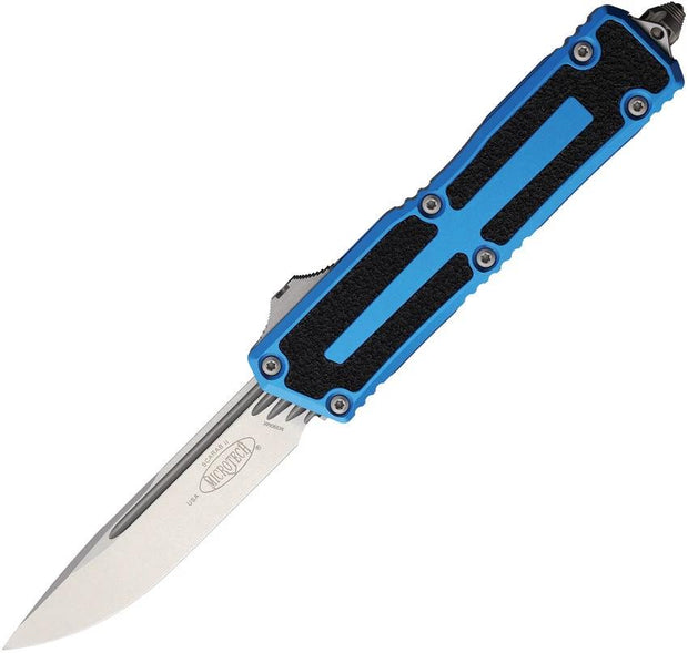 Microtech Scarab II OTF Auto Knife With M390 Blade Premium Blue Aluminum Handle Glass Breaker EDC Tactical by Microtech