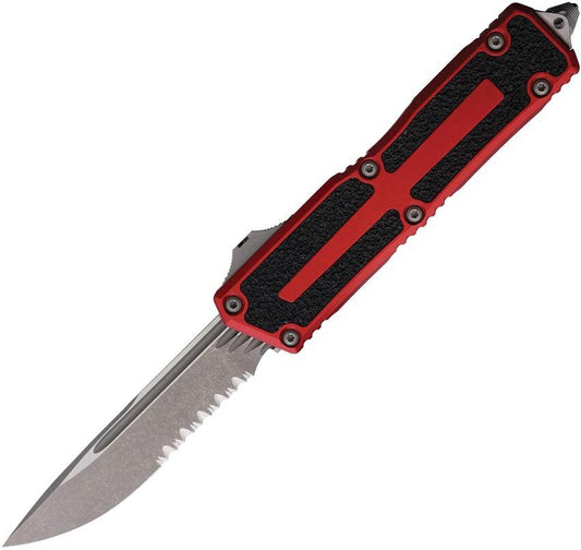 Microtech Auto Scarab II OTF Knife Gen III Apocalyptic Finish M390MK Red Aluminum Handle Glass Breaker Tactical EDC