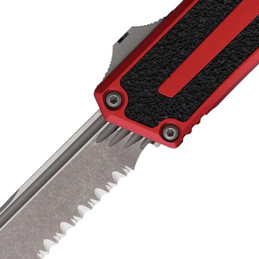 Microtech Auto Scarab II OTF Knife Gen III Apocalyptic Finish M390MK Red Aluminum Handle Glass Breaker Tactical EDC by Microtech