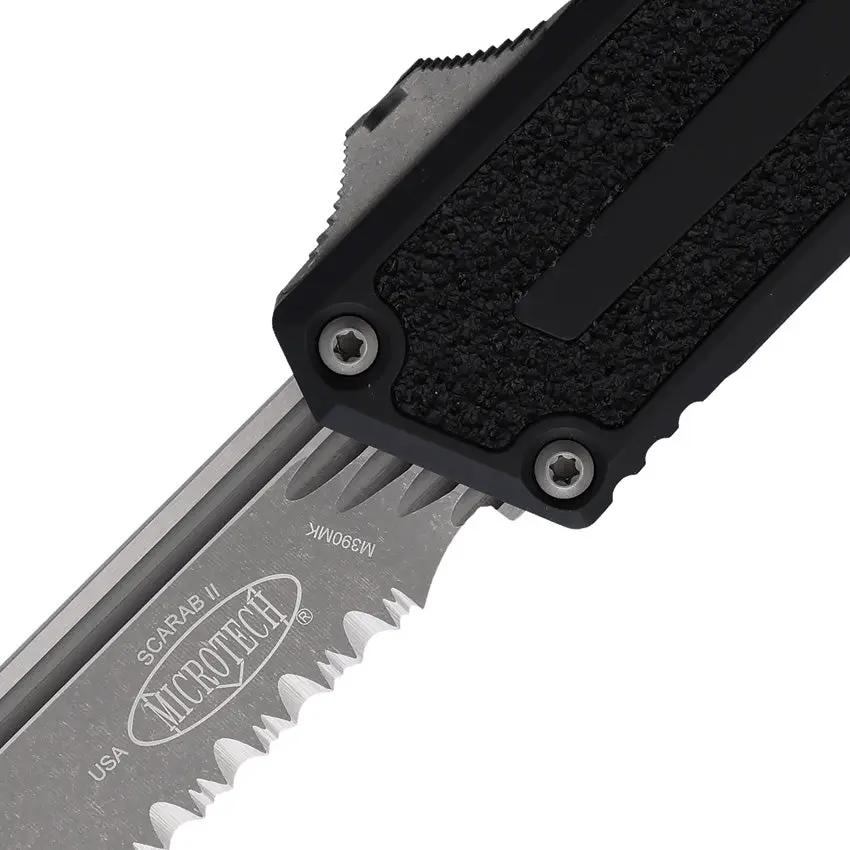 Microtech Auto Scarab II OTF Knife Gen III With Apocalyptic Finish M390 Blade Partially Serrated For EDC Fans by Microtech