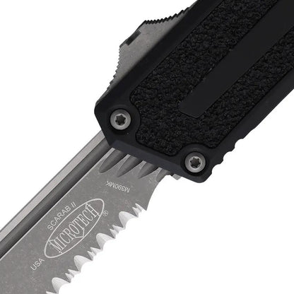 Microtech Auto Scarab II OTF Knife Gen III With Apocalyptic Finish M390 Blade Partially Serrated For EDC Fans by Microtech