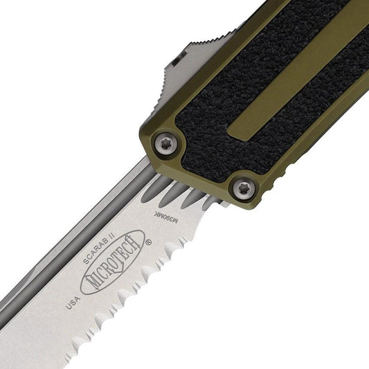 Microtech Auto Scarab II OTF Knife Gen III 1278-11OD Automatic Opening M390 Blade OD Green Aluminum Handle For EDC by Microtech