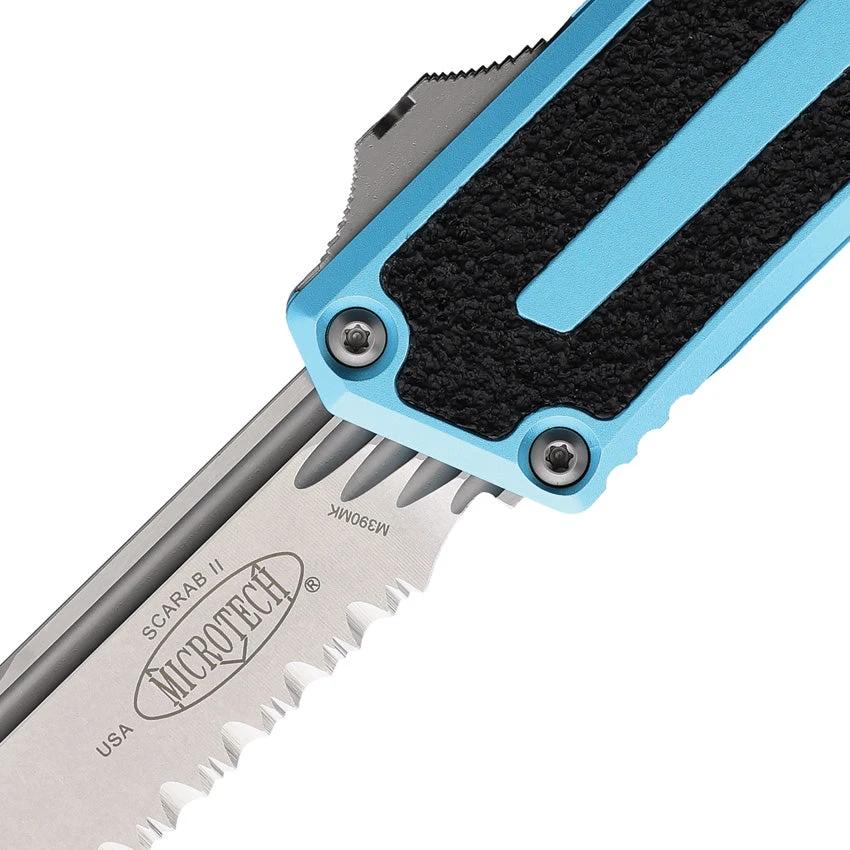 Microtech Auto Scarab II OTF Knife With M390 Blade Turquoise Handle Glass Breaker EDC Tactical by Microtech