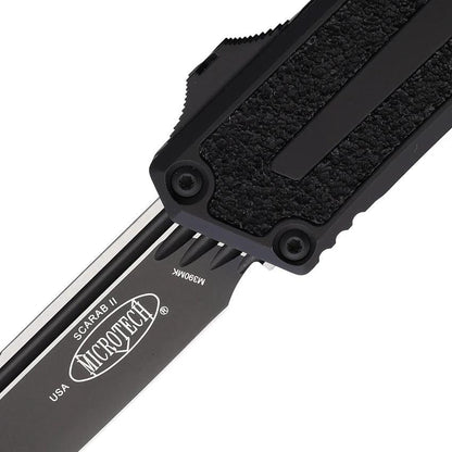 Microtech Auto Scarab II OTF Knife Automatic Opening Bohler M390 Blade Black Aluminum Handle EDC by Microtech
