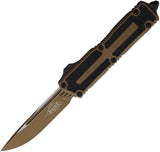 Microtech Auto Scarab II OTF Knife M390 Blade Glass Breaker Aluminum Handle Cerakote Burnt Bronze For EDC