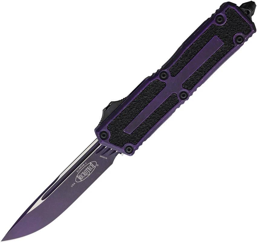 Microtech Scarab II Auto OTF Knife Automatic Opening 1278 1WPU Purple Stonewash M390 Glass Breaker For EDC Enthusiasts by Microtech