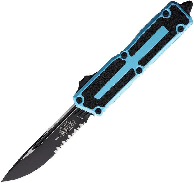 Microtech Scarab II OTF Auto Knife EDC Turquoise Aluminum Handle Partially Serrated M390MK Blade Glass Breaker Clip by Microtech