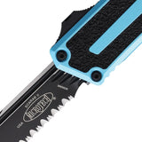 Microtech Scarab II OTF Auto Knife EDC Turquoise Aluminum Handle Partially Serrated M390MK Blade Glass Breaker Clip by Microtech