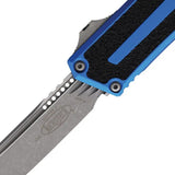 Microtech Scarab II Auto OTF Knife With Apocalyptic M390 Tanto Blade Blue Aluminum Handle Glass Breaker For EDC Fans by Microtech
