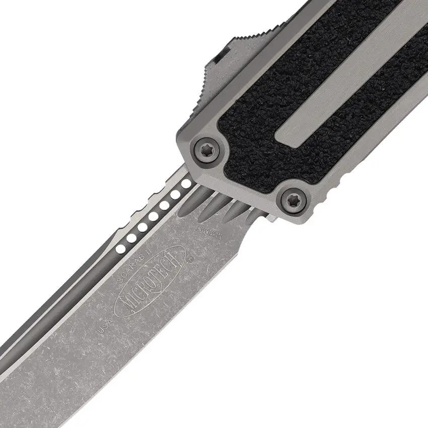 Microtech Auto Scarab II OTF Knife Automatic Opening Apocalyptic M390 Finish Glass Breaker For Tactical EDC by Microtech