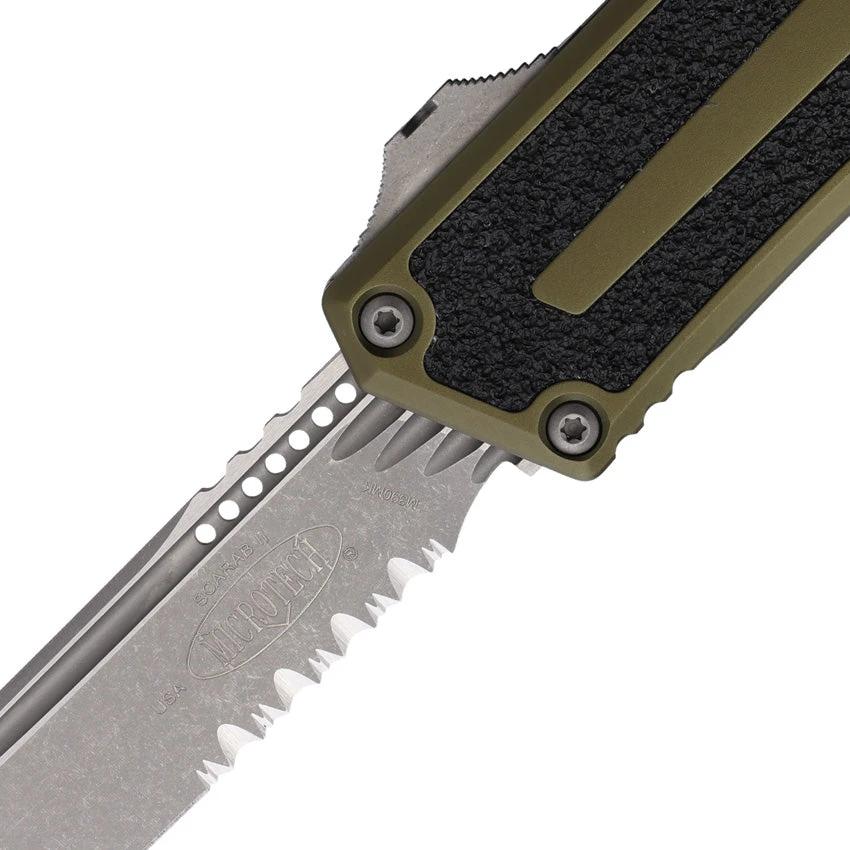 Microtech Auto Scarab II OTF Knife TE Gen III 1279-11APOD for EDC Enthusiasts Apocalyptic M390 Partially Serrated Blade by Microtech