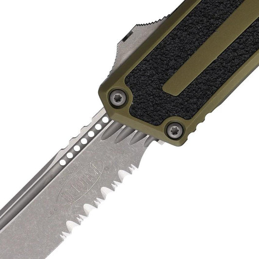 Microtech Auto Scarab II OTF Knife TE Gen III 1279-11APOD for EDC Enthusiasts Apocalyptic M390 Partially Serrated Blade by Microtech