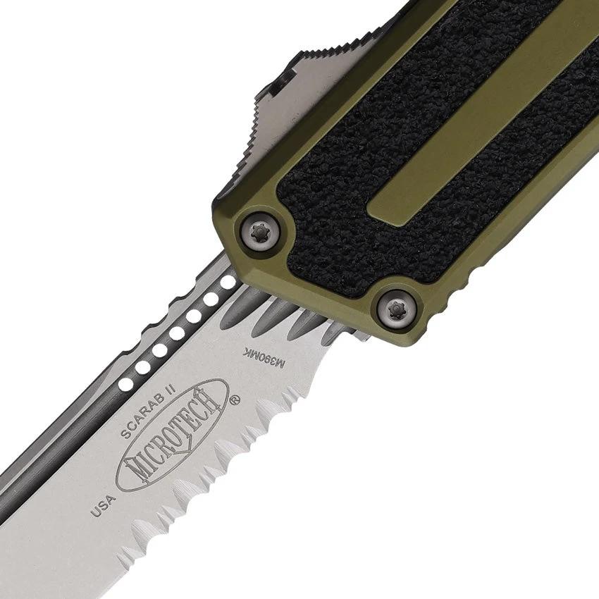Microtech Auto Scarab II OTF Knife With Automatic Opening M390 Tanto Blade OD Green Aluminum EDC Tactical by Microtech