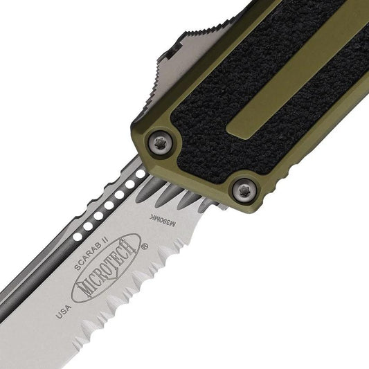 Microtech Auto Scarab II OTF Knife With Automatic Opening M390 Tanto Blade OD Green Aluminum EDC Tactical by Microtech