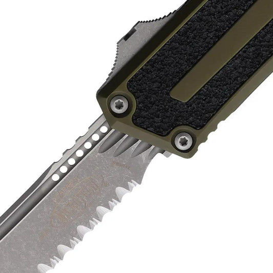 Microtech Scarab II OTF Knife Automatic Opening EDC Tactical M390 Serrated Tanto OD Green by Microtech
