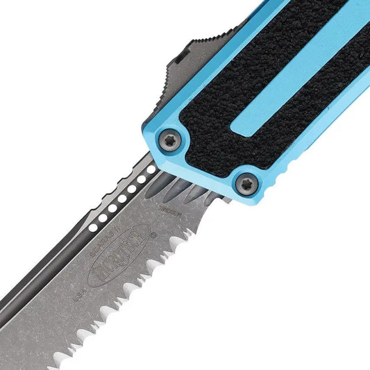 Microtech Auto Scarab II OTF Gen III Knife With M390 Blade Turquoise Aluminum Handle For Tactical EDC Enthusiasts by Microtech