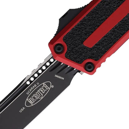 Microtech Auto Scarab II OTF EDC Knife Gen III 1279 1RD Red Handle M390 Glass Breaker For EDC Enthusiasts by Microtech
