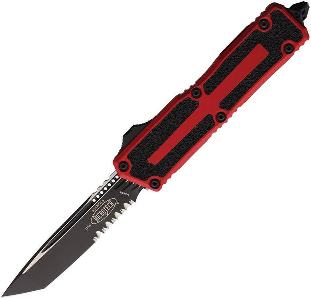 Microtech Scarab II Auto OTF Knife Gen III 3.9 Inch M390 Tanto Red Aluminum Handle Glass Breaker For EDC Enthusiasts by Microtech