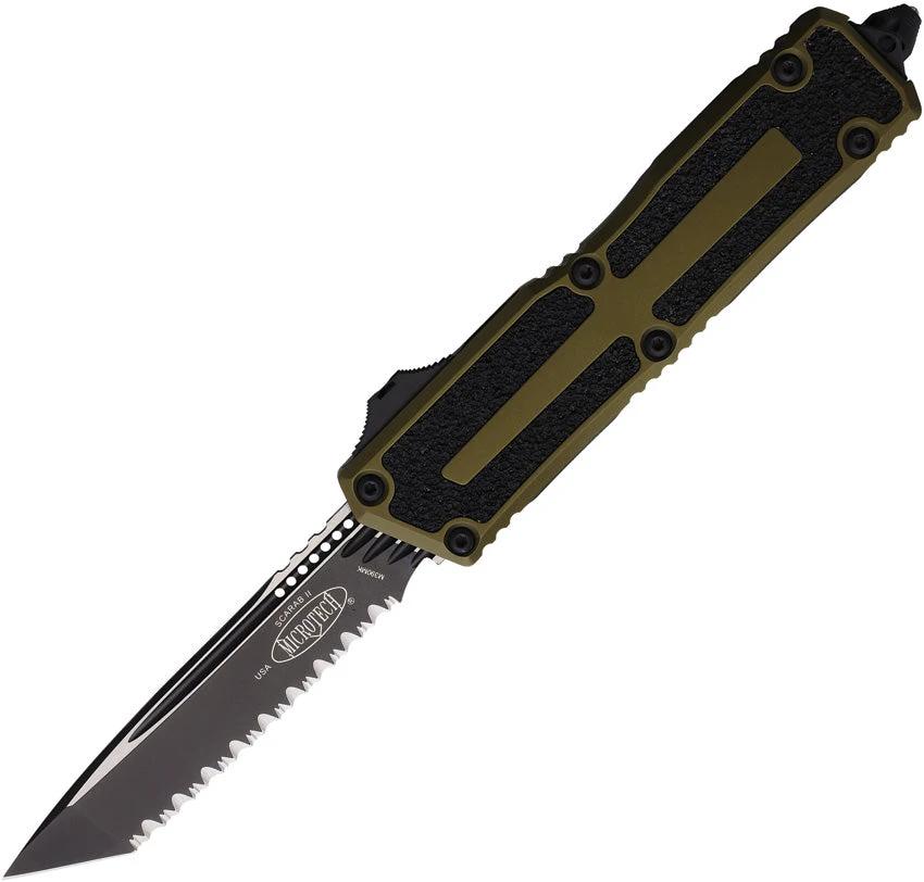 Microtech Auto Scarab II OTF Knife Gen III 1279-3OD Premium EDC Tactical with M390 Tanto OD Green Aluminum