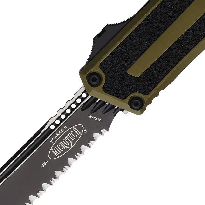 Microtech Auto Scarab II OTF Knife Gen III 1279-3OD Premium EDC Tactical with M390 Tanto OD Green Aluminum by Microtech