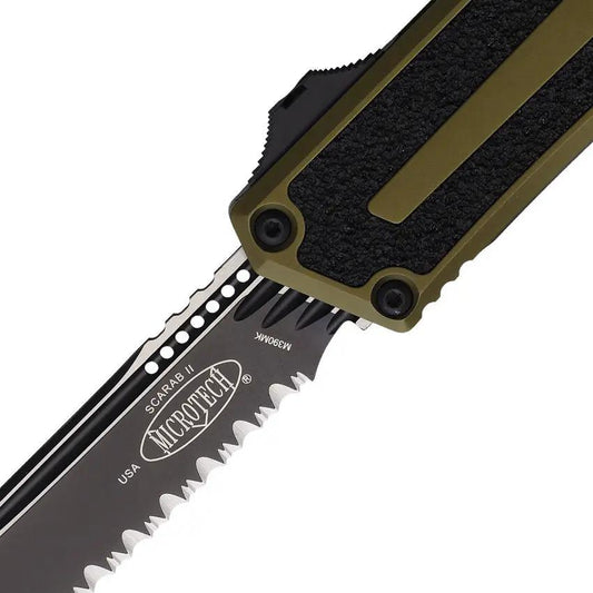 Microtech Auto Scarab II OTF Knife Gen III 1279-3OD Premium EDC Tactical with M390 Tanto OD Green Aluminum by Microtech
