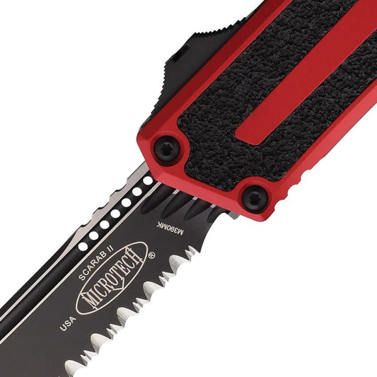 Microtech Scarab II Auto OTF Knife Gen III 5.75in Closed 3.9in M390 Blade Red Aluminum Handle For Tactical EDC by Microtech