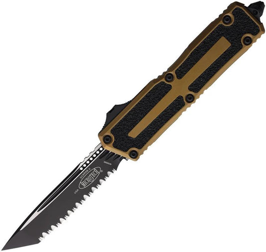 Microtech Auto Scarab II OTF Knife Gen III 1279-3TA Two Tone Bohler M390 Blade Tan Aluminum Handle Glass Breaker EDC by Microtech