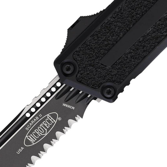 Microtech Auto Scarab II OTF Knife Premium Automatic EDC Tool With Glass Breaker Serrated Tanto by Microtech