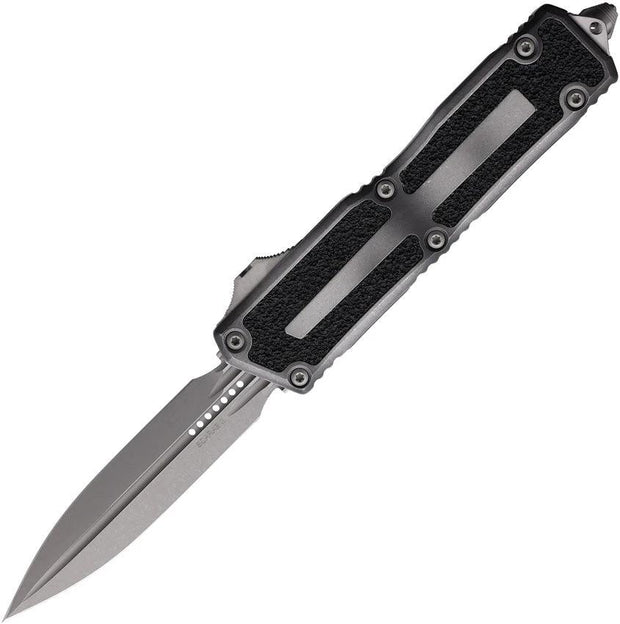 Microtech Scarab II OTF Auto Knife Dual Edge Gen III With Apocalyptic Finish 5.75 Inch Closed Aluminum Handle Glass Breaker For Tactical EDC by Microtech