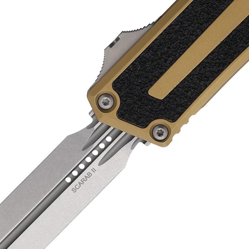 Microtech Auto Scarab II OTF Gen III 1280-10TA Premium Dagger Blade Tan Aluminum Handle Tactical for EDC Enthusiasts by Microtech