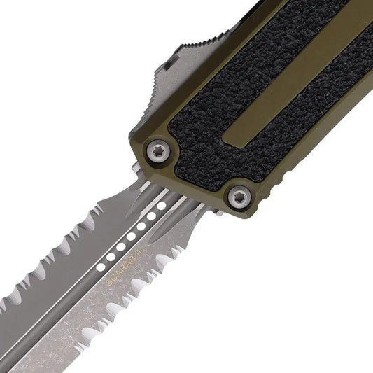 Microtech Scarab II Auto OTF Knife Gen III Apocalyptic Partially Serrated Dagger Blade Glass Breaker For EDC by Microtech