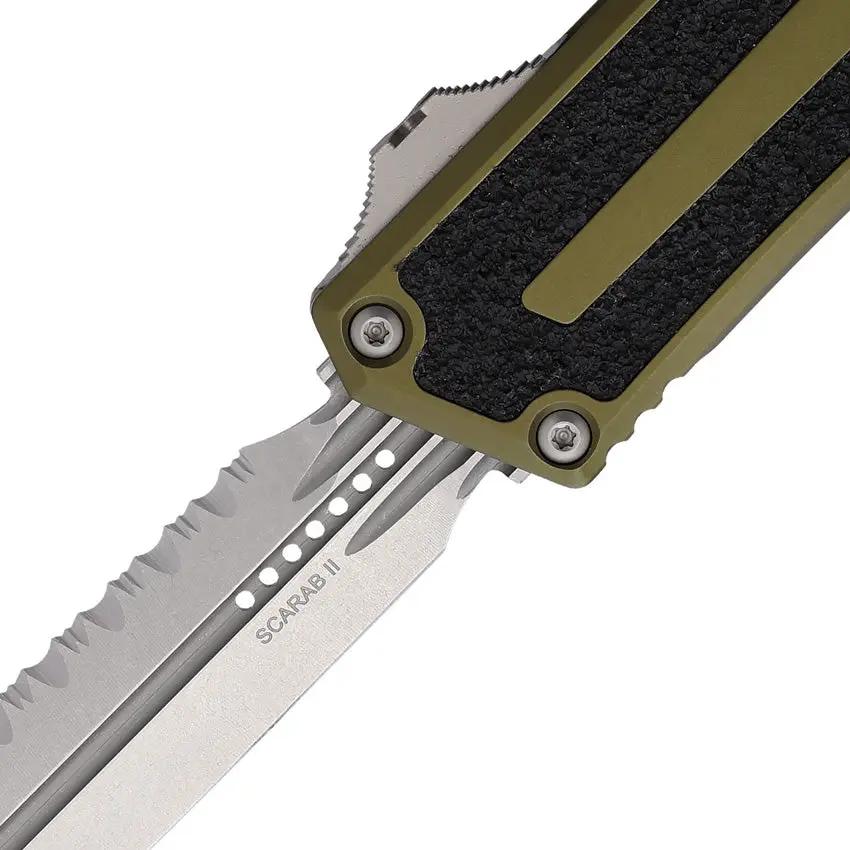 Microtech Auto Scarab II OTF Dagger Blade Knife Gen III 1280 12OD Glass Breaker Tactical OD Green Handle by Microtech
