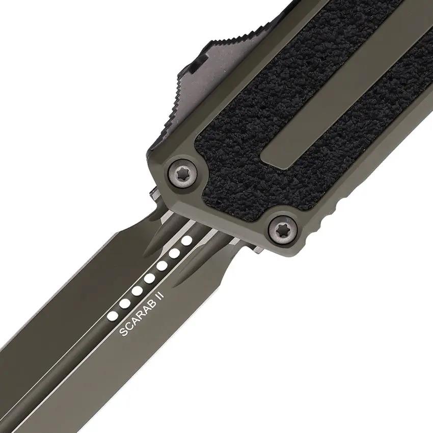 Microtech Auto Scarab II OTF DE Gen III Premium Knife Moss Green Cerakote Handle M390MK Blade For EDC Enthusiasts by Microtech
