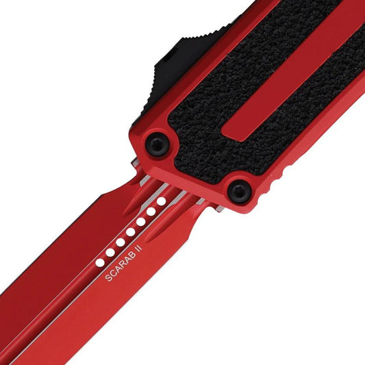 Microtech Auto Scarab II OTF DE Gen III Red Cerakote Dagger Blade, 5.75in Closed, Glass Breaker, Tactical Enthusiast by Microtech