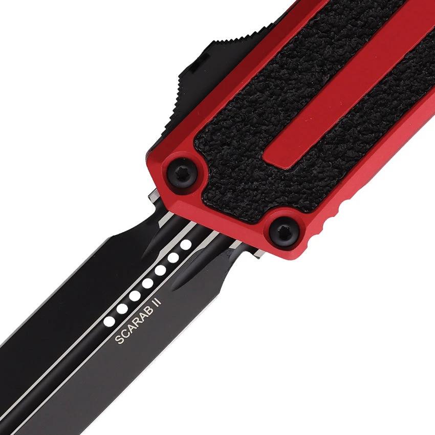 Microtech Auto Scarab II OTF Knife Gen III 1280-1RD Automatic Opening M390MK Dagger Blade Red Aluminum Handle Tactical by Microtech