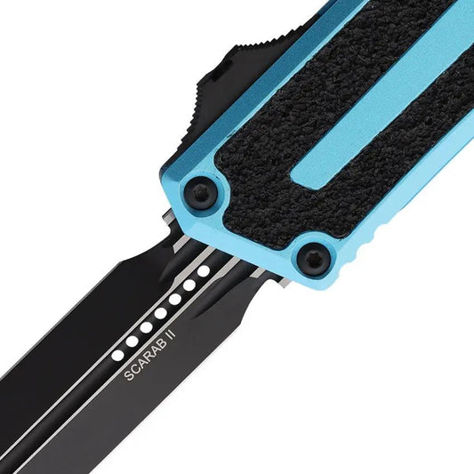 Microtech Scarab II OTF Automatic Knife Gen III Turquoise Aluminum Handle 3.9in M390MK Blade Glass Breaker For EDC Fans by Microtech